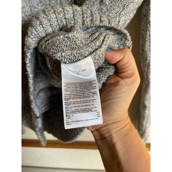 Banana Republic Factory Gray Mock Neck Full Zip Cardigan Sweater Size Large Wool - Picture 8 of 9